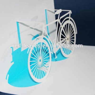 Good quality bicycle holiday cards decorative pop up paper greeting card