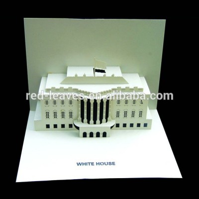 Fashionable 3d pop up building model paper gift greeting invitation card